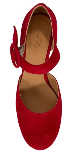 Audley 21517 pumps i rødt semsket skinn